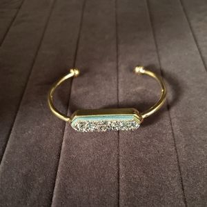 Natural Druzy Geode Cuff Bracelet Titanium Multi Drusy Bangle Gold Plated